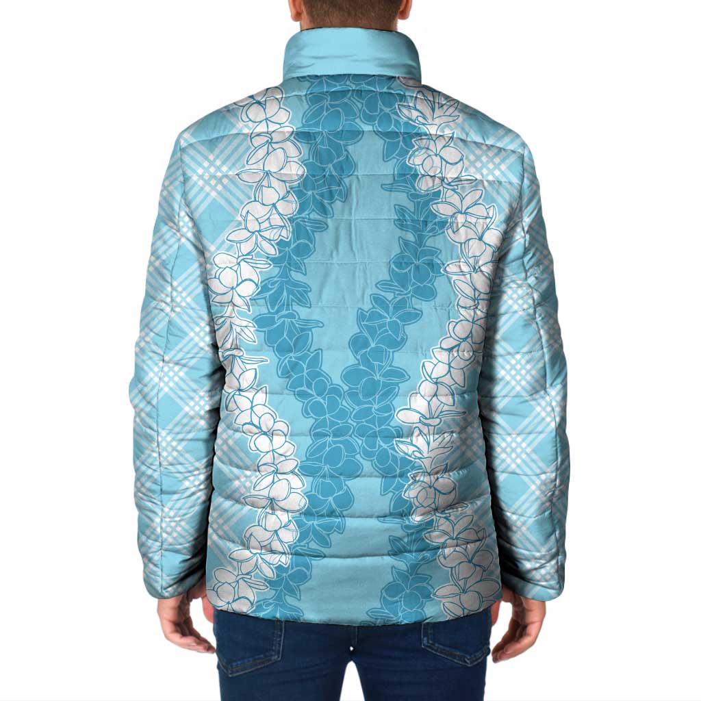 Hawaii Aloha Plumeria Lei Turquoise Palaka Padded Jacket LT7 - Polynesian Pride