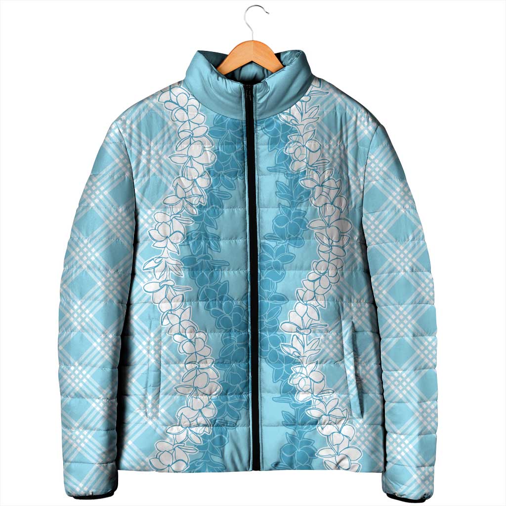 Hawaii Aloha Plumeria Lei Turquoise Palaka Padded Jacket LT7 - Polynesian Pride
