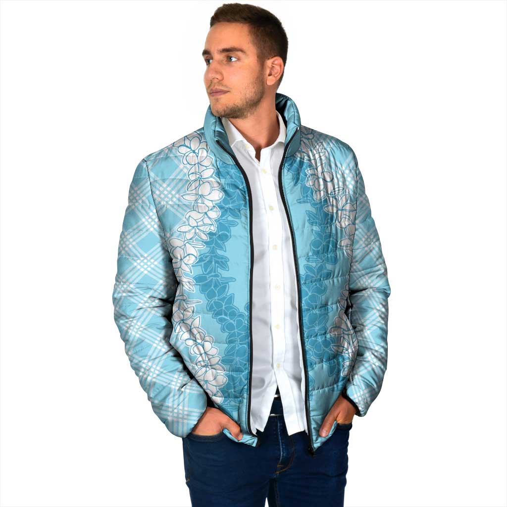Hawaii Aloha Plumeria Lei Turquoise Palaka Padded Jacket LT7 - Polynesian Pride