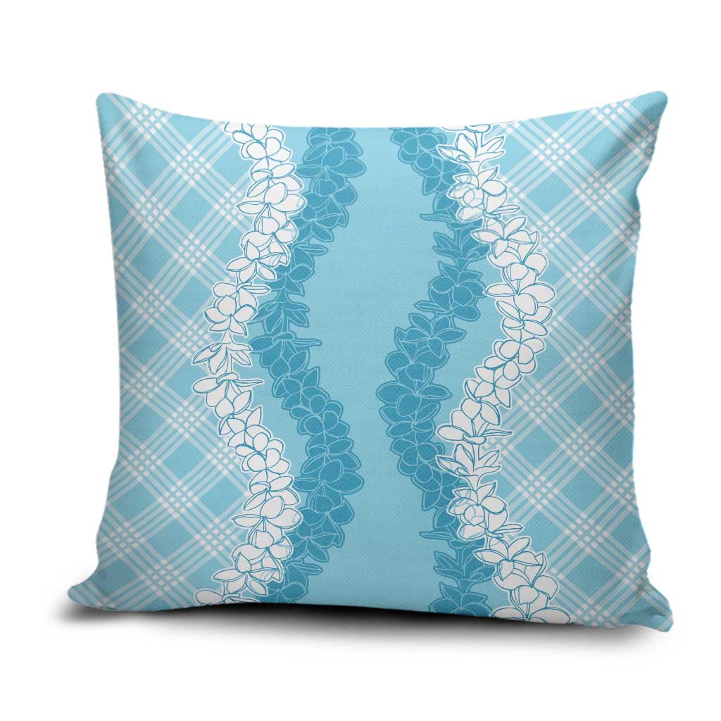 Hawaii Aloha Plumeria Lei Turquoise Palaka Pillow Cover - Polynesian Pride