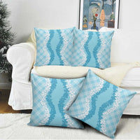 Hawaii Aloha Plumeria Lei Turquoise Palaka Pillow Cover - Polynesian Pride