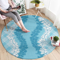 Hawaii Aloha Plumeria Lei Turquoise Palaka Round Carpet LT7 - Polynesian Pride