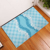 Hawaii Aloha Plumeria Lei Turquoise Palaka Rubber Doormat LT7 - Polynesian Pride