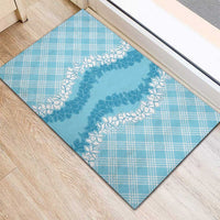Hawaii Aloha Plumeria Lei Turquoise Palaka Rubber Doormat LT7 - Polynesian Pride