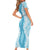 Hawaii Aloha Plumeria Lei Turquoise Palaka Short Sleeve Bodycon Dress - Polynesian Pride