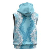 Hawaii Aloha Plumeria Lei Turquoise Palaka Sleeveless Hoodie LT7 - Polynesian Pride
