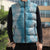 Hawaii Aloha Plumeria Lei Turquoise Palaka Sleeveless Puffer Jacket - Polynesian Pride