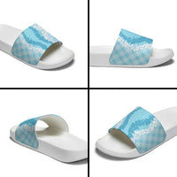 Hawaii Aloha Plumeria Lei Turquoise Palaka Slide Sandals - Polynesian Pride