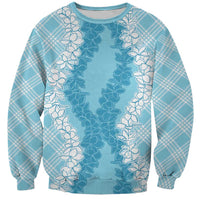 Hawaii Aloha Plumeria Lei Turquoise Palaka Sweatshirt LT7 Unisex Turquoise - Polynesian Pride