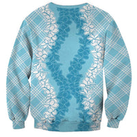 Hawaii Aloha Plumeria Lei Turquoise Palaka Sweatshirt LT7 - Polynesian Pride