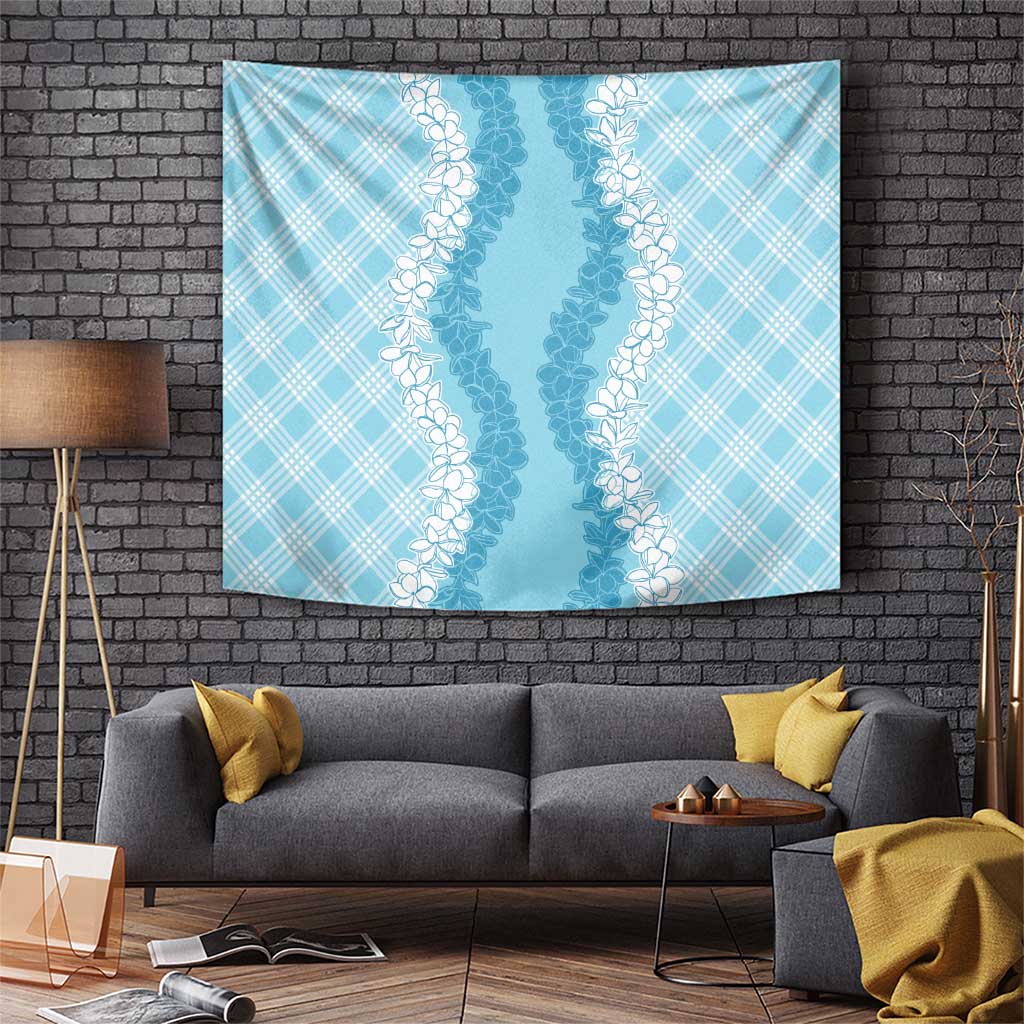 Hawaii Aloha Plumeria Lei Turquoise Palaka Tapestry - Polynesian Pride