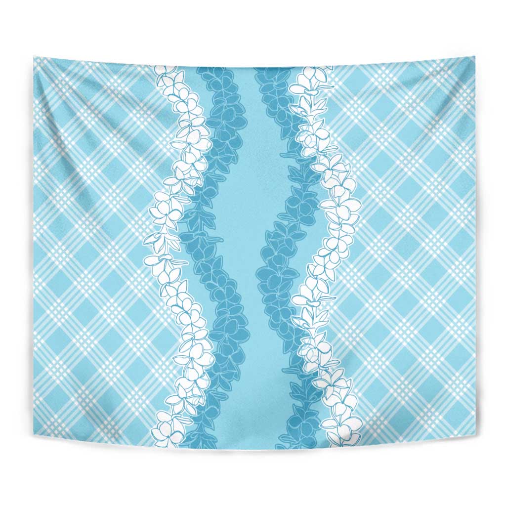 Hawaii Aloha Plumeria Lei Turquoise Palaka Tapestry - Polynesian Pride