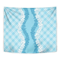 Hawaii Aloha Plumeria Lei Turquoise Palaka Tapestry - Polynesian Pride