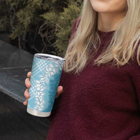 Hawaii Aloha Plumeria Lei Turquoise Palaka Tumbler Cup - Polynesian Pride