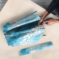 Hawaii Aloha Plumeria Lei Turquoise Palaka Umbrella - Polynesian Pride
