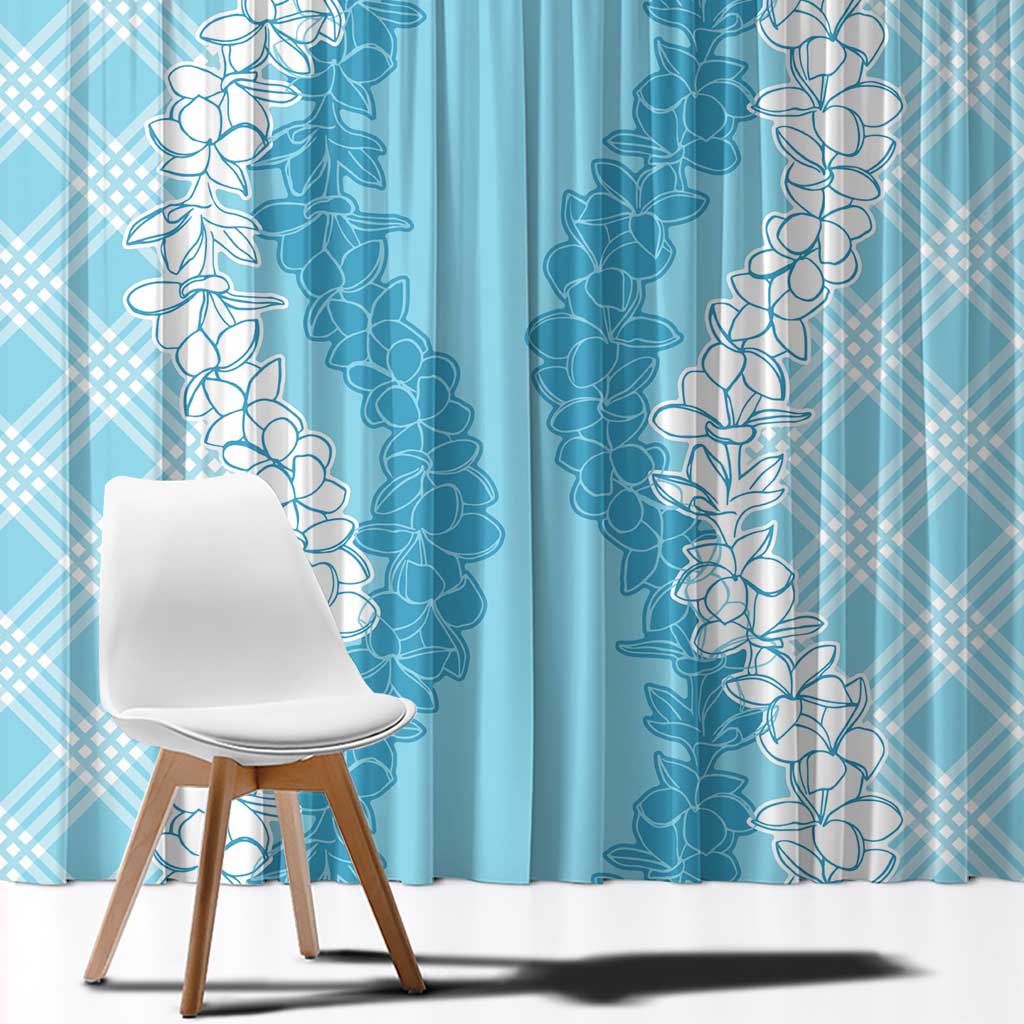 Hawaii Aloha Plumeria Lei Turquoise Palaka Window Curtain - Polynesian Pride