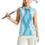 Hawaii Aloha Plumeria Lei Turquoise Palaka Women Sleeveless Polo Shirt - Polynesian Pride