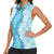 Hawaii Aloha Plumeria Lei Turquoise Palaka Women Sleeveless Polo Shirt - Polynesian Pride