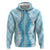 Hawaii Aloha Plumeria Lei Turquoise Palaka Zip Hoodie - Polynesian Pride