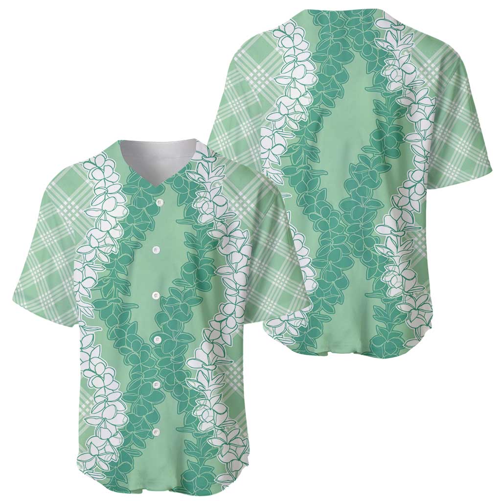Hawaii Aloha Plumeria Lei Mint Palaka Baseball Jersey - Polynesian Pride