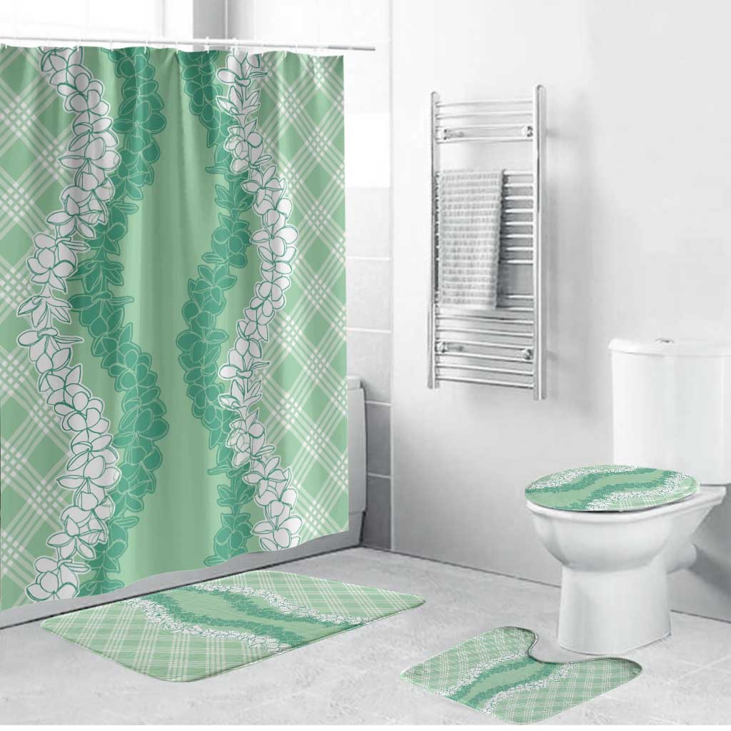 Hawaii Aloha Plumeria Lei Mint Palaka Bathroom Set - Polynesian Pride