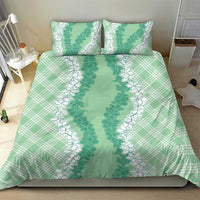 Hawaii Aloha Plumeria Lei Mint Palaka Bedding Set - Polynesian Pride