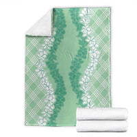 Hawaii Aloha Plumeria Lei Mint Palaka Blanket - Polynesian Pride