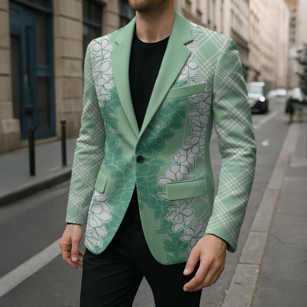 Hawaii Aloha Plumeria Lei Mint Palaka Blazer - Polynesian Pride