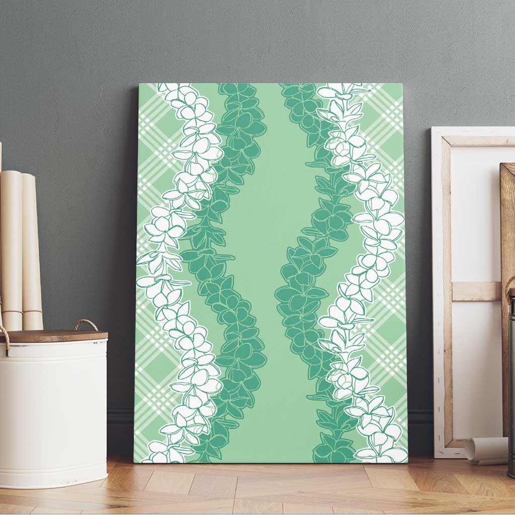 Hawaii Aloha Plumeria Lei Mint Palaka Canvas Wall Art - Polynesian Pride