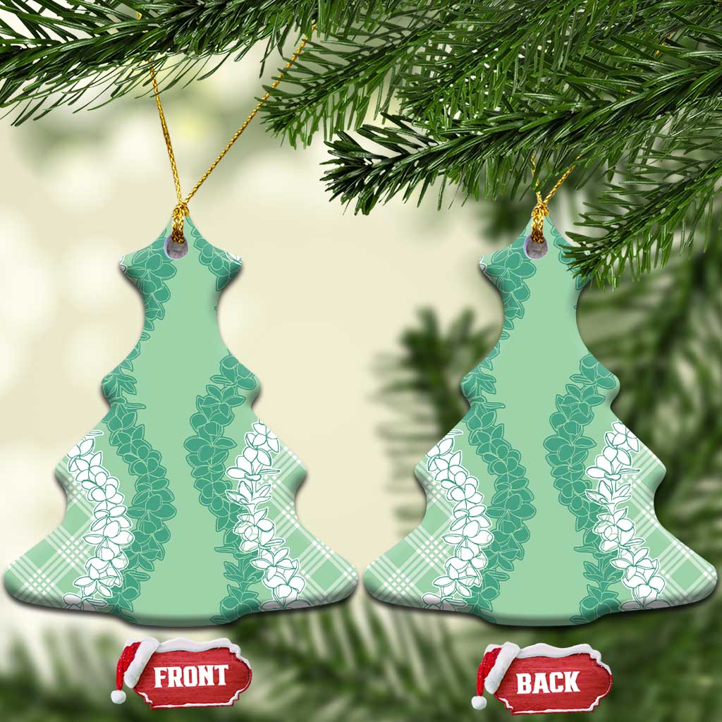 Hawaii Aloha Plumeria Lei Mint Palaka Ceramic Ornament - Polynesian Pride