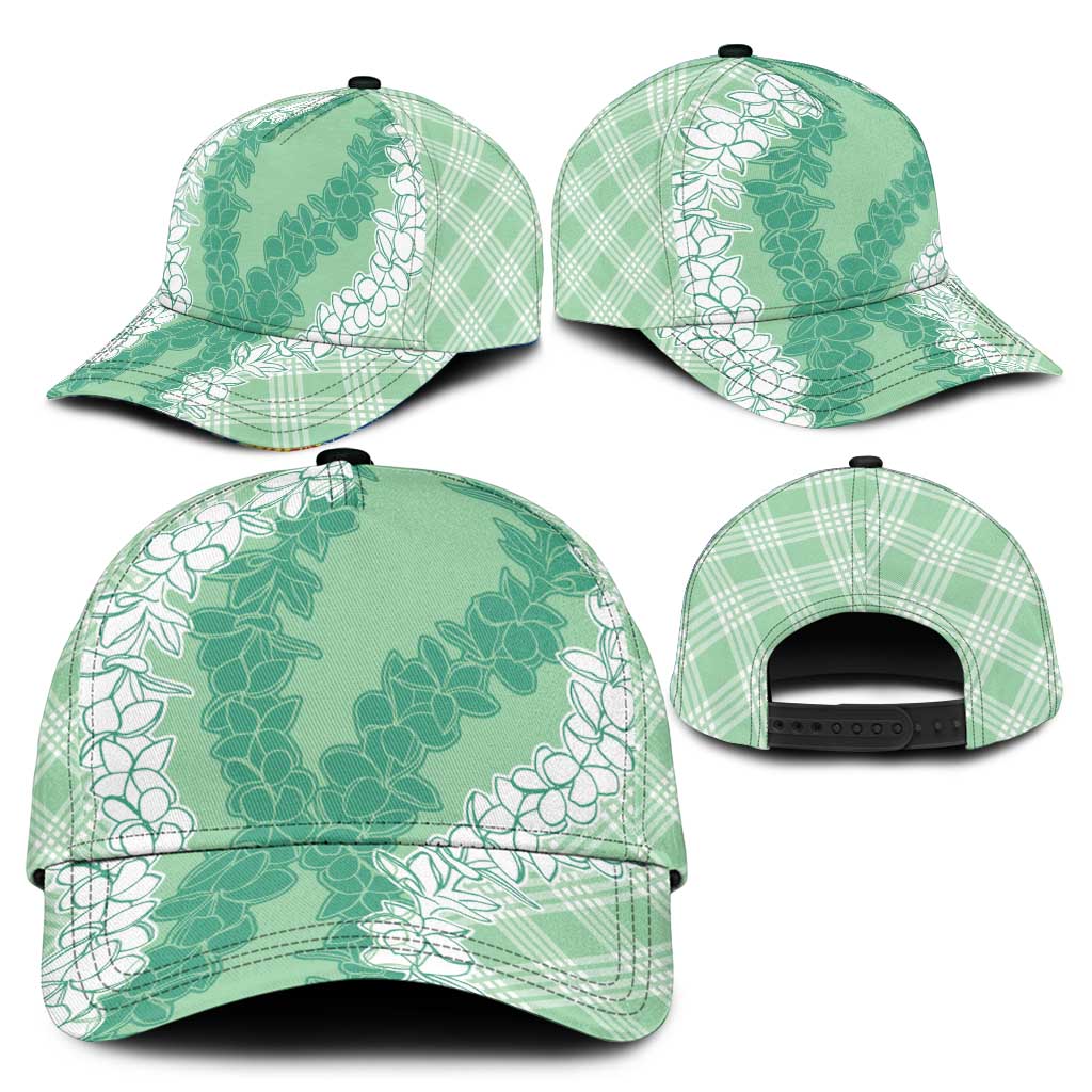 Hawaii Aloha Plumeria Lei Mint Palaka Classic Cap - Polynesian Pride