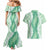 Hawaii Aloha Plumeria Lei Mint Palaka Couples Matching Mermaid Dress and Hawaiian Shirt - Polynesian Pride