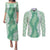Hawaii Aloha Plumeria Lei Mint Palaka Couples Matching Puletasi and Long Sleeve Button Shirt - Polynesian Pride