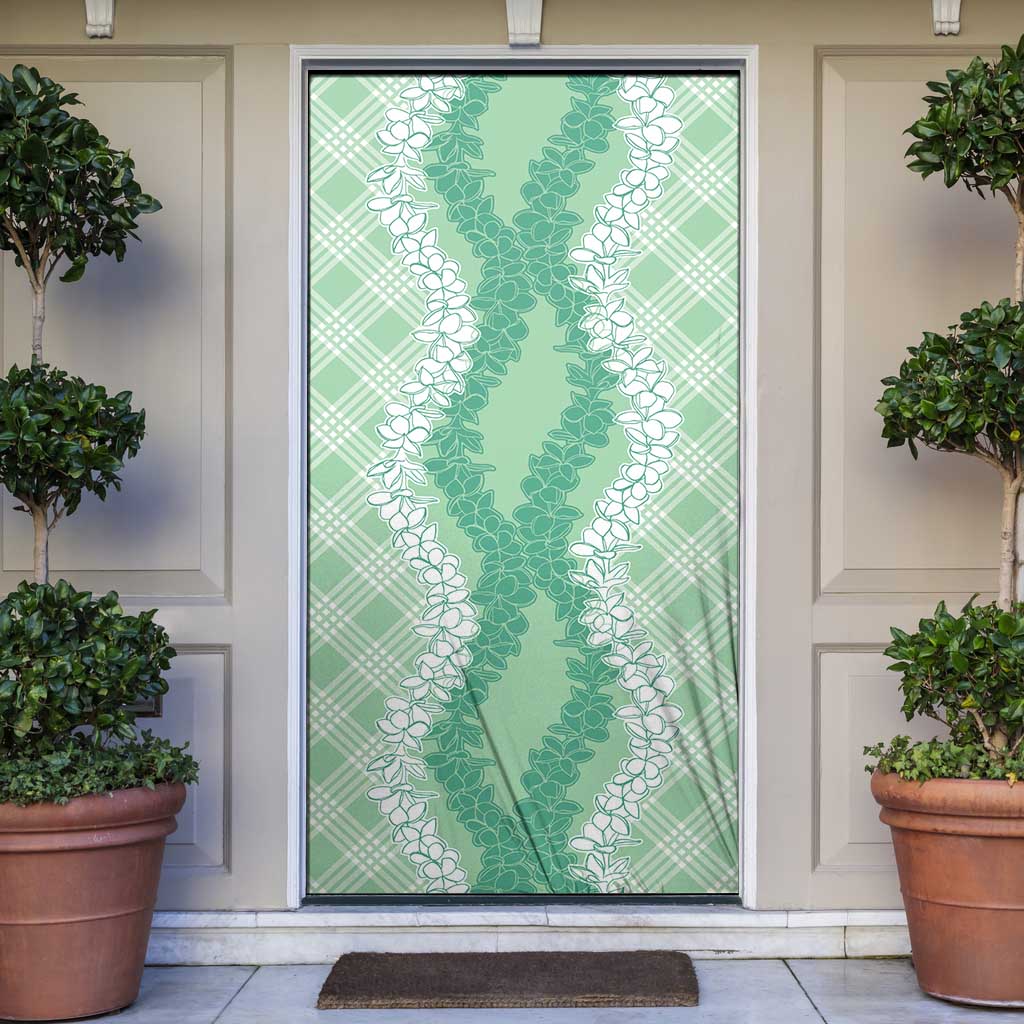 Hawaii Aloha Plumeria Lei Mint Palaka Door Cover - Polynesian Pride