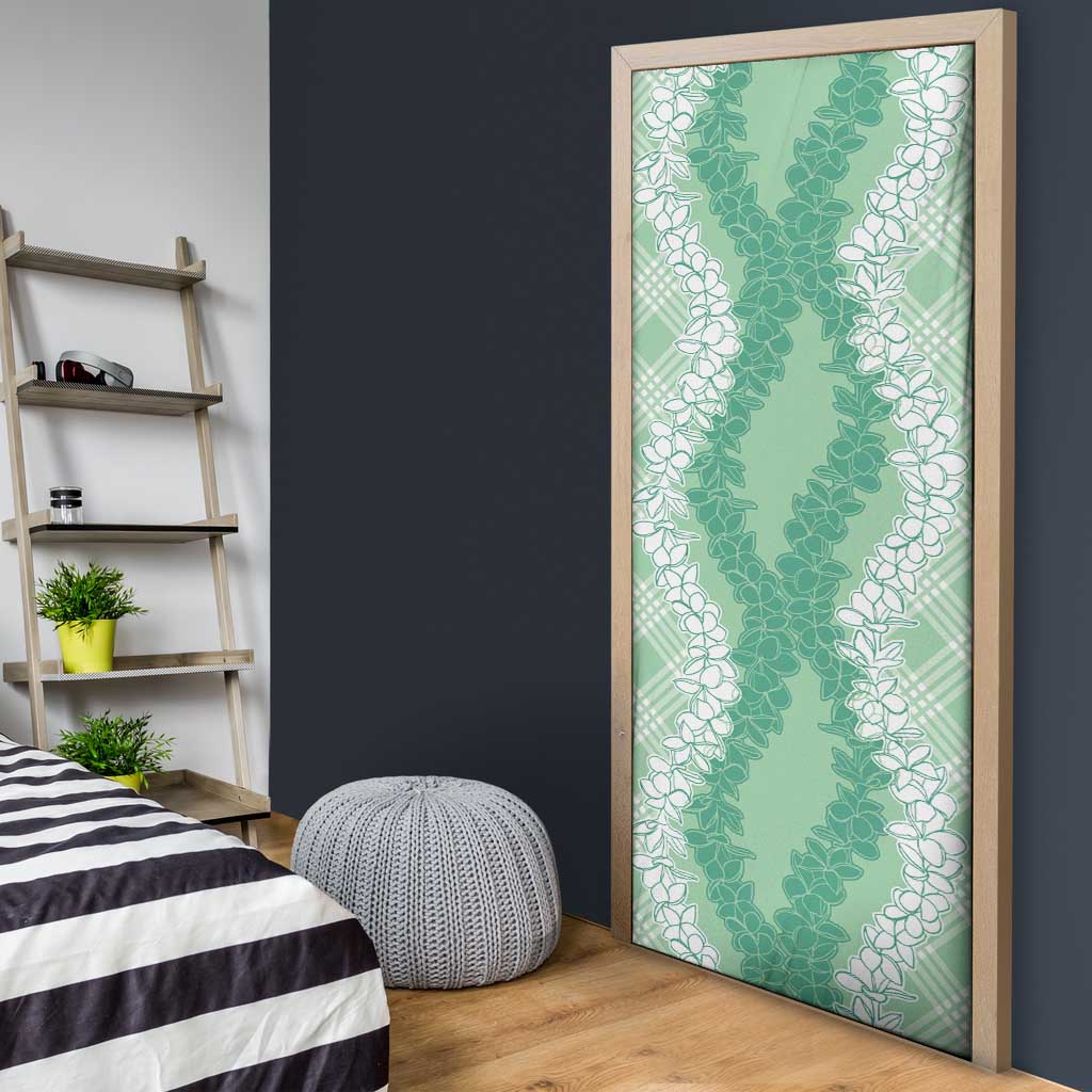 Hawaii Aloha Plumeria Lei Mint Palaka Door Cover - Polynesian Pride