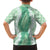 Hawaii Aloha Plumeria Lei Mint Palaka Family Matching Off The Shoulder Long Sleeve Dress and Hawaiian Shirt - Polynesian Pride