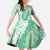 Hawaii Aloha Plumeria Lei Mint Palaka Family Matching Off The Shoulder Long Sleeve Dress and Hawaiian Shirt - Polynesian Pride