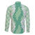 Hawaii Aloha Plumeria Lei Mint Palaka Family Matching Off The Shoulder Long Sleeve Dress and Hawaiian Shirt - Polynesian Pride