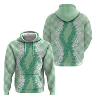 Hawaii Aloha Plumeria Lei Mint Palaka Hoodie - Polynesian Pride