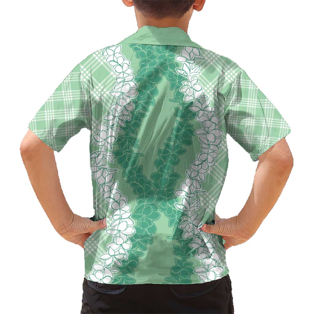 Hawaii Aloha Plumeria Lei Mint Palaka Kid Hawaiian Shirt LT7 - Polynesian Pride