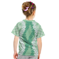 Hawaii Aloha Plumeria Lei Mint Palaka Kid T Shirt LT7 - Polynesian Pride
