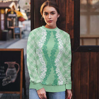 Hawaii Aloha Plumeria Lei Mint Palaka Ugly Christmas Sweater - Polynesian Pride