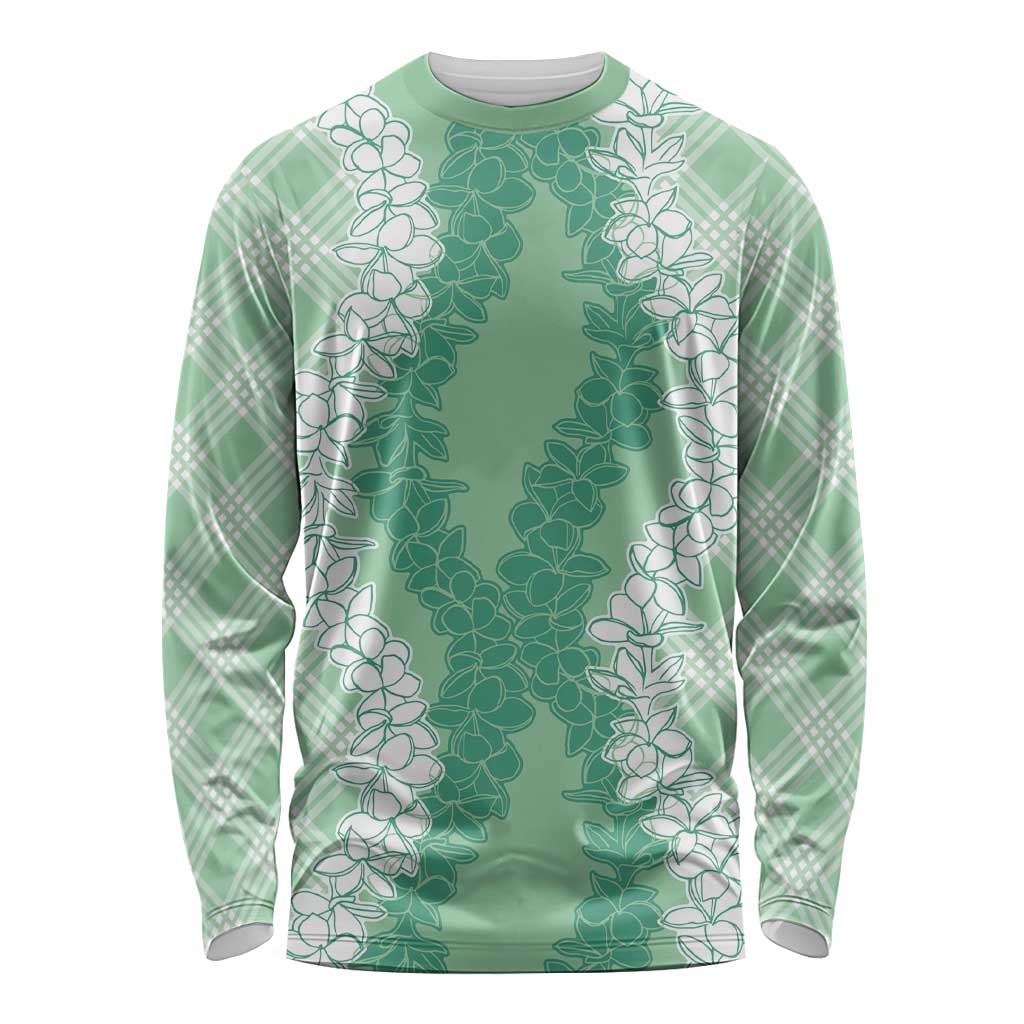 Hawaii Aloha Plumeria Lei Mint Palaka Long Sleeve Shirt LT7 Unisex Mint - Polynesian Pride