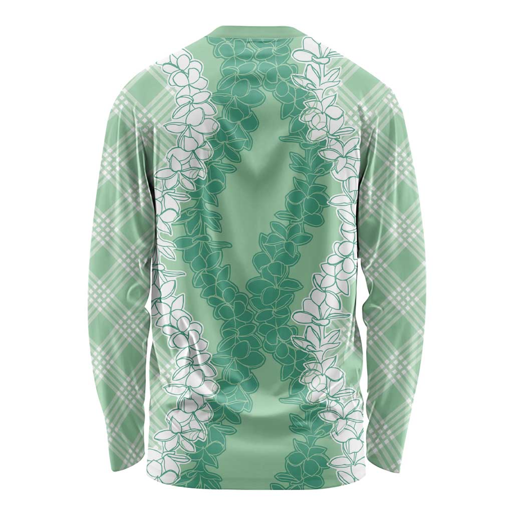 Hawaii Aloha Plumeria Lei Mint Palaka Long Sleeve Shirt LT7 - Polynesian Pride
