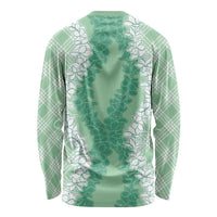 Hawaii Aloha Plumeria Lei Mint Palaka Long Sleeve Shirt LT7 - Polynesian Pride
