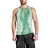 Hawaii Aloha Plumeria Lei Mint Palaka Men Tank Top - Polynesian Pride