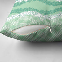 Hawaii Aloha Plumeria Lei Mint Palaka Pillow Cover - Polynesian Pride