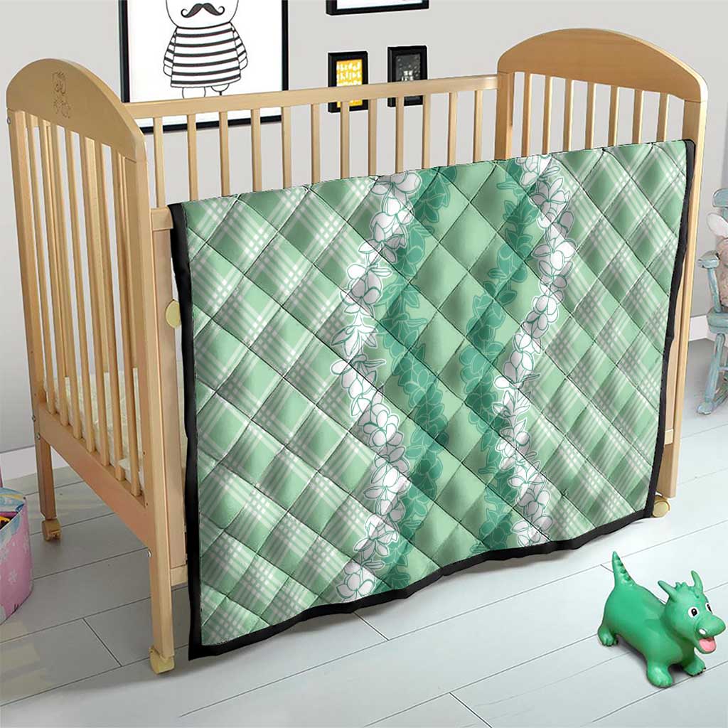 Hawaii Aloha Plumeria Lei Mint Palaka Quilt - Polynesian Pride