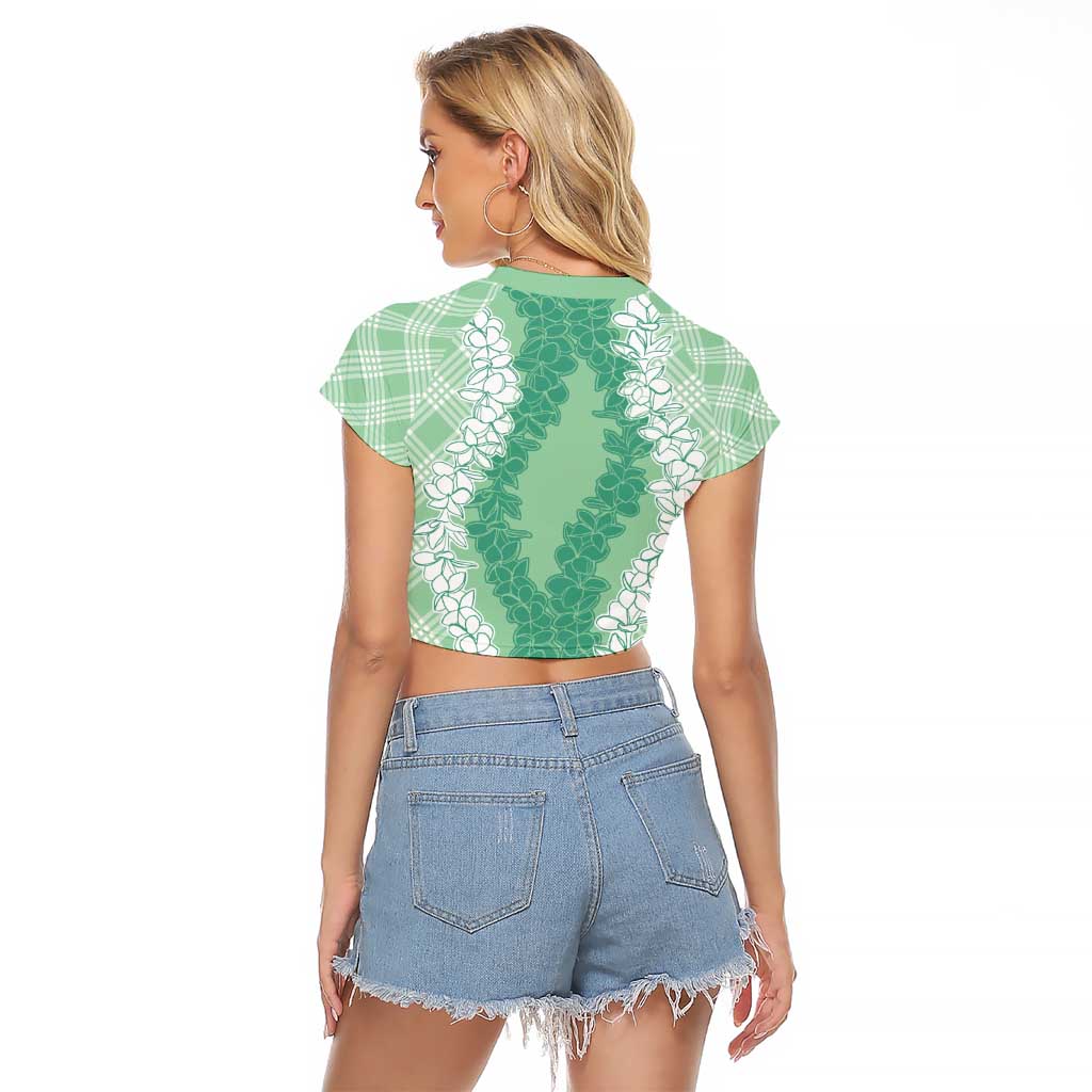 Hawaii Aloha Plumeria Lei Mint Palaka Raglan Cropped T Shirt LT7 - Polynesian Pride