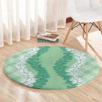 Hawaii Aloha Plumeria Lei Mint Palaka Round Carpet LT7 - Polynesian Pride